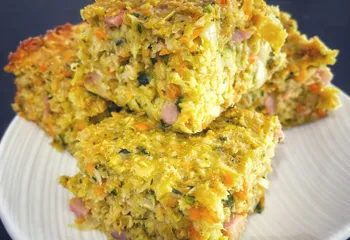 Picture of the Bacon, vegetable and cheese squares. recipe